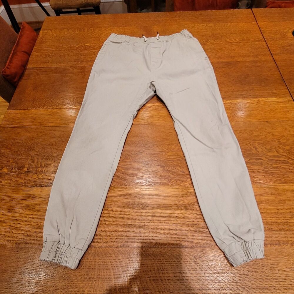 ZANEROBE Sureshot Jogger Pants Sand Cotton Twill Slim Tapered Drawstring 34